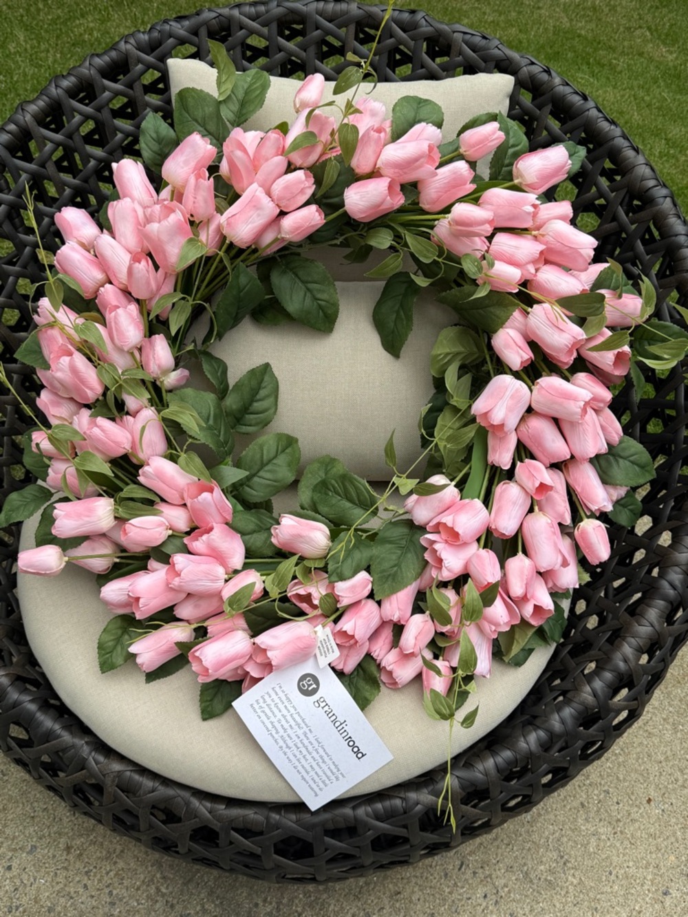 Grandin Road Pink Tulip Floral Wreath - NWT - Picture 16 of 16